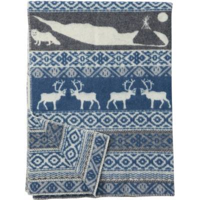 Klippan Švédsko Vlněná deka Sarek blue Modrá 130x180