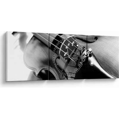 Obraz - Husle (s hodinami), trojdielne 90x30 cm s hodinami