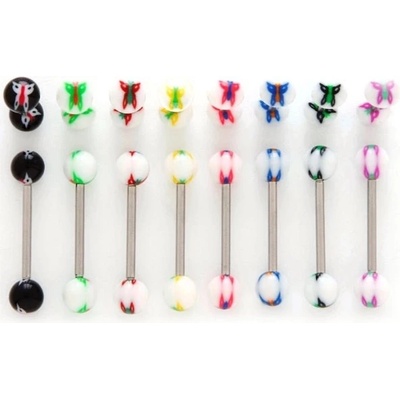 Šperky eshop piercing do jazyka motýlek I8.13 růžová