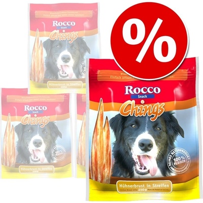 Rocco Chings sušené maso pro psy Tyčinky z kuřecích prsíček 4 x 250 g