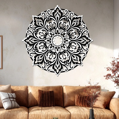 dřevo života 4 vrstvá mandala SEBEDŮVĚRU Zvolte rozměr šxv (cm): 40x40, Zvolte barvu dekoru: Černá-Bílá