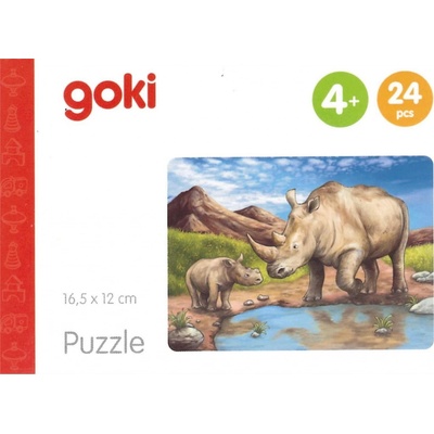 GOKI Dřevěné Africká zvířata Nosorožci 24 dielov