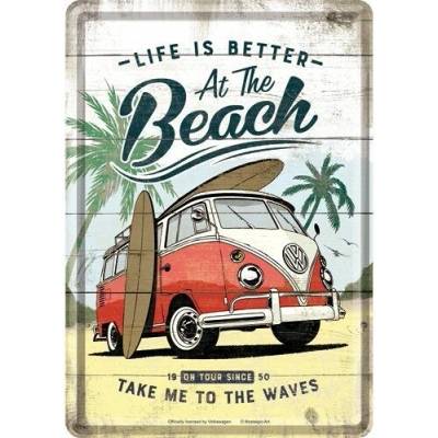 Nostalgic-Art Plechová pohlednice - VW Bulli Life is Better at the Beach