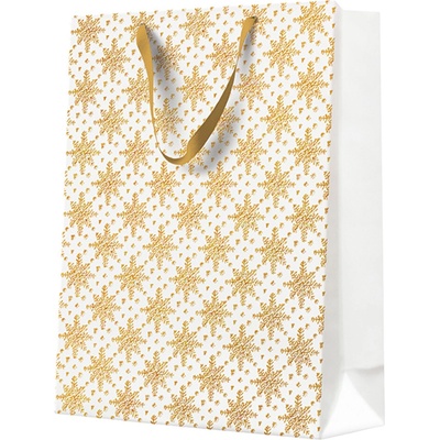 PAW Dárková taška big 30x41x12 cm Grunge Textured Snowflakes Gold