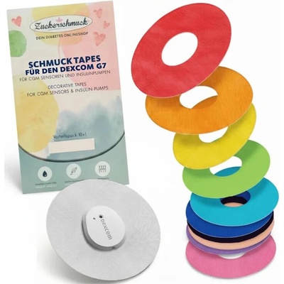 Zuckerschmuck Ochranné fixační náplasti pro Dexcom G7 – Rainbow MIX 10+1 ks