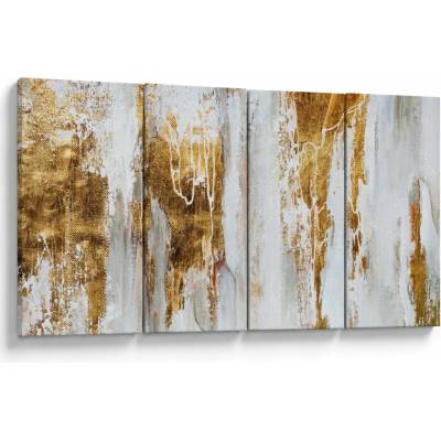 Obraz - Abstrakcia so zlatou, štvordielne 160x80 cm