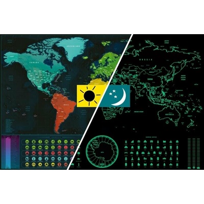 GLOW svítící mapa světa - svítí ve tmě