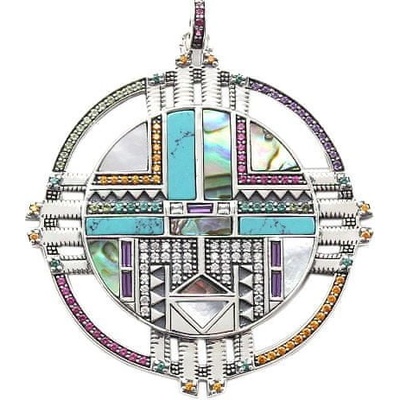 Thomas Sabo Prívesok Symbol slnka PE829 987 7 blackened synthetic corundum mother of pearl glass ceramic stone simulated zirconia