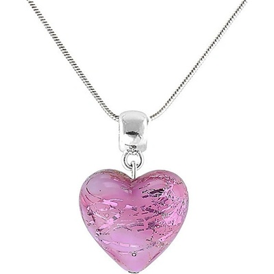 Lampglas Romantický náhrdelník sakura flower s rýdzim striebrom v perle NLH35