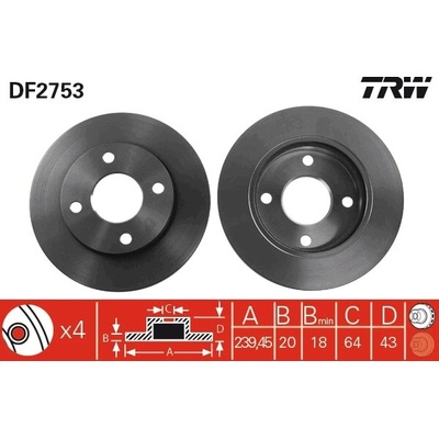 TRW Brzdový kotúč DF2753