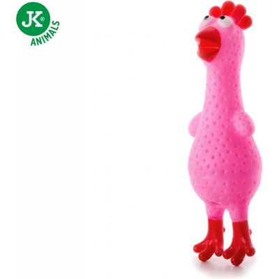 JK ANIMALS vinylová slepička růžová pískací 18 cm