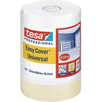 Tesa Fólia krycia tesa® Pro Easy Cover® Universal, 550 mm, L-33 m, maliarska, s lepiacou páskou, transparentná, zakrývacia na podlahu