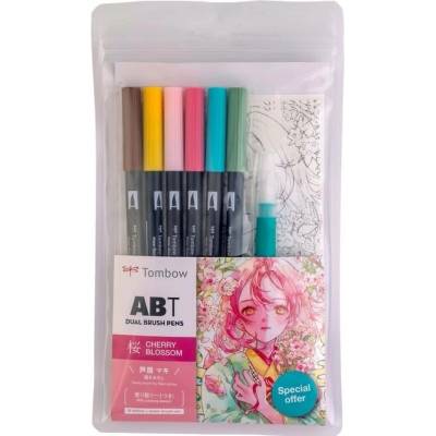 Tombow ABT Manga Cherry 6ks + vodní štětec ABT-6P-MANGA-CHERRY