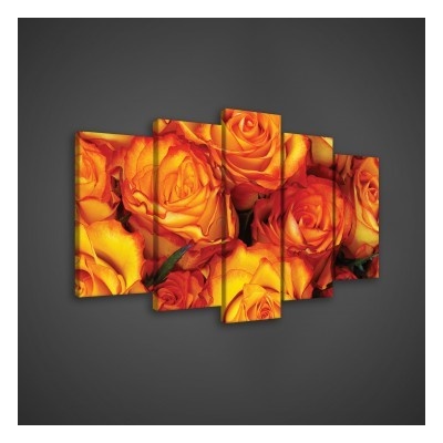Obraz na plátne viacdielny - OB3592 - Oranžové ruže 100cm x 60cm - S17