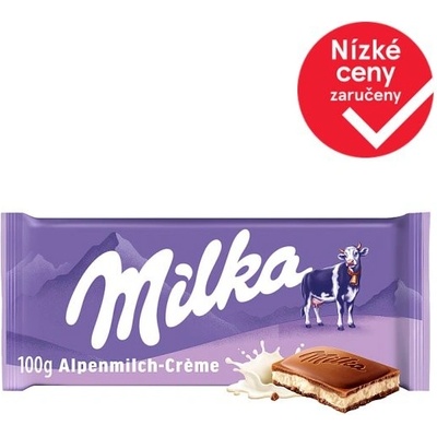 Milka Alpine Milk Cream mléčná čokoláda z alpského mléka s mléčnou náplní 100 g