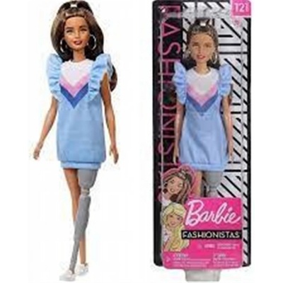Mattel Barbie Modelka 121 s protetickou nohou modré šaty