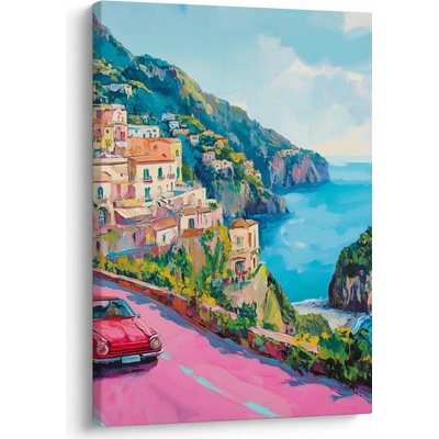 Obraz - Růžová silnice na pobřeží, jednodílný 50x70 cm