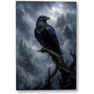 Plakát – Tmavý pták v mlhavé krajině Bez rámu Ano Bez rámu 90 × 135 cm