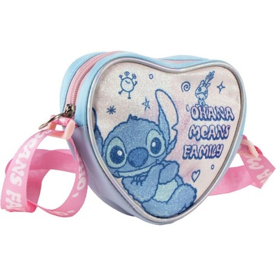 Cerda Dívčí kabelka LILO A STITCH ohana srdce třpytivá růžovo-modrá