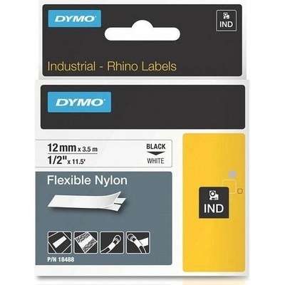 TZ páska DYMO nylonová flexibilná páska Rhino D1 12 mm × 3,5 m, čierna na biele