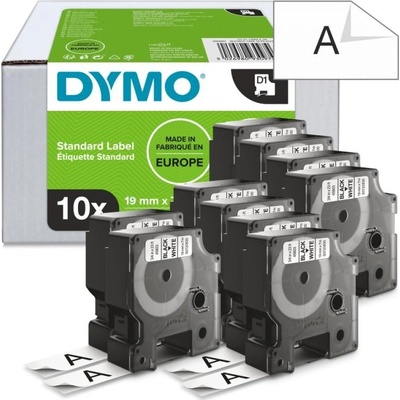 Páska Dymo D1, 19mm (45803) bílá, černý tisk, 7m - 10ks