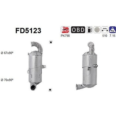 Filter sadzí pevných častíc výfukového systému AS FD5123