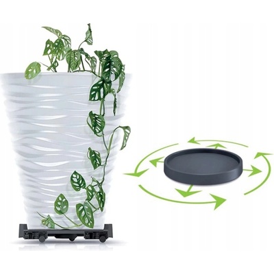Podstavec pod kvetináč na kolieskach, okrúhly, antracit 37 cm