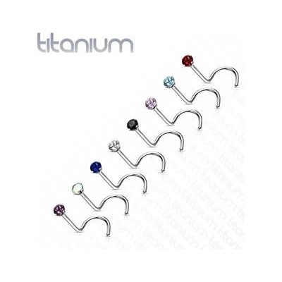 Šperky4U zahnutý piercing do nosu titan kamínek TIT1063A-020