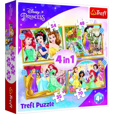 TREFL Disney princezny: Šťastný den 4v1 35,48,54,70 dílků