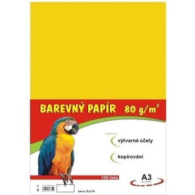 Barevný papír A3 80 g 100 ks žlutý