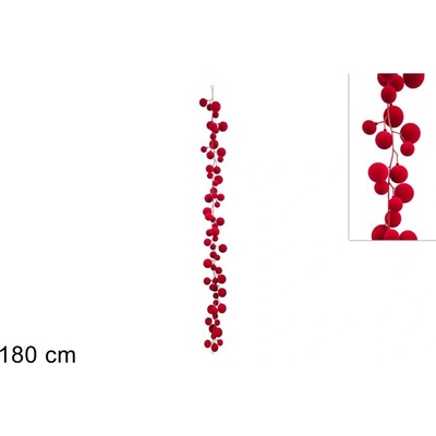 MAKRO - Girlanda 180cm zamatové gule červené