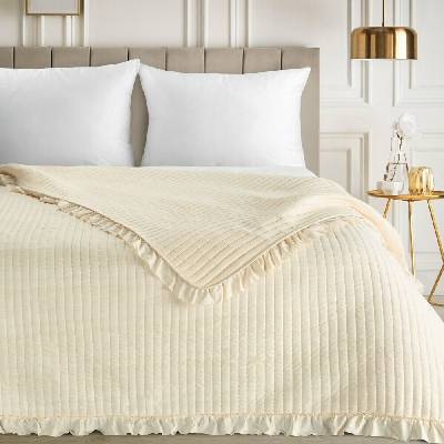 Eurofirany Romantický jemný prehoz ARI kremový krémová Polyester 170x210 cm