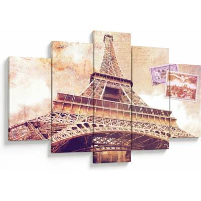 Obraz - Pohľad z Paríža, päťdielne 150x105 cm