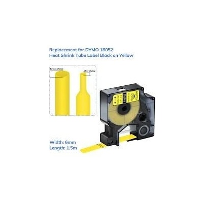 Tonery Náplně Kompatibilní páska s Dymo 18052, S0718270, 6mm x 1,5m , černý tisk / žlutý podklad, RHINO - Trubice