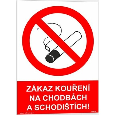 Traiva s.r.o Zákaz kouření na chodbách a schodištích Verze: Plast 148 x 210 mm (A5) tl. 0.5 mm - Kód: 08882