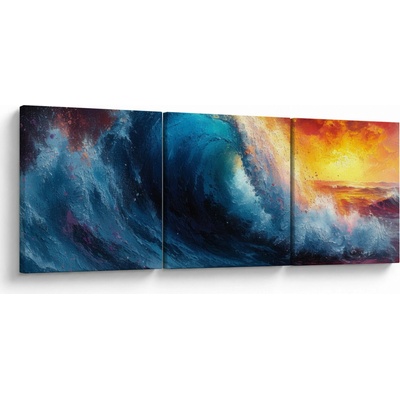 Obraz - Vlna v západu slnka, trojdielne 90x30 cm
