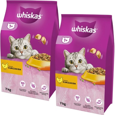 WHISKAS Adult s lahodným kuracím mäsom 2 x 7 kg