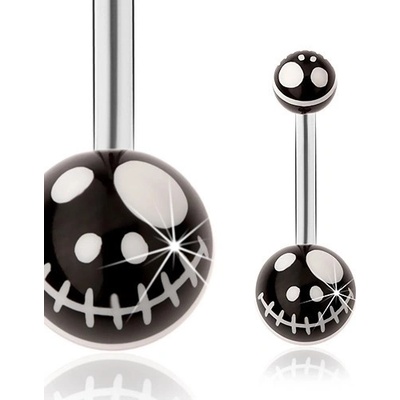 Šperky eshop ocelový piercing do pupíku černé kuličky motiv kreslené lebky z pohádky SP30.06 – Hledejceny.cz