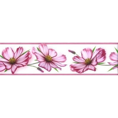 Samolepiace bordúra B83-12-02, rozmer 5 m x 8,3 cm, kvety ružové, IMPOL TRADE