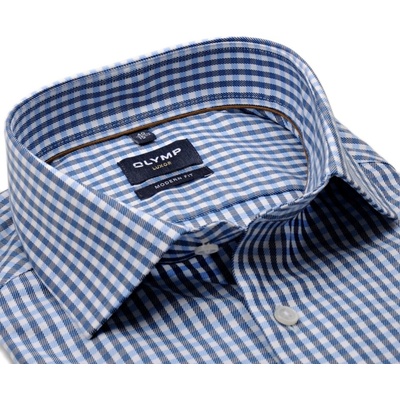 Olymp Modern Fit Twill károvaná košile ve dvou odstínech modré