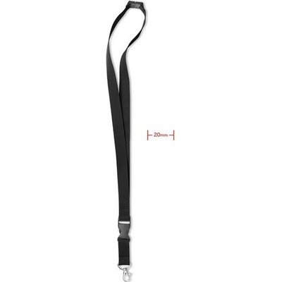 Snúrka na krk s kovovou karabínou čierna P286.049 20 mm