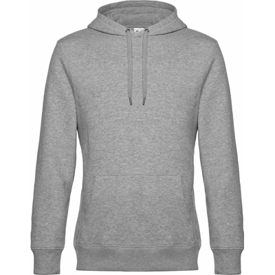 B&C KING Hooded_° heather grey mikina s kapucí