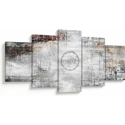 Obraz - Abstraktné textúrované plátno (s hodinami), päťdielne 150x80 cm s hodinami