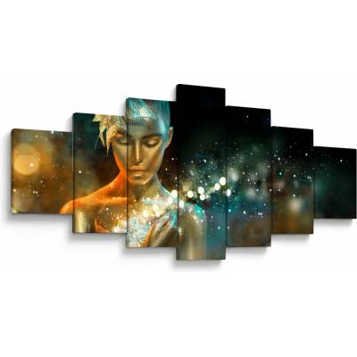 Obraz zlatej víly, sedemdielne 210x100 cm