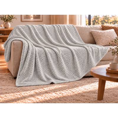 Textilomanie flanel deka RIBERA světle šedá 150x200