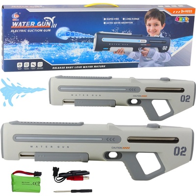 LEAN Toys Elektrická automatická vodní pistole bílá šedá, 1000 ml, 61 cm