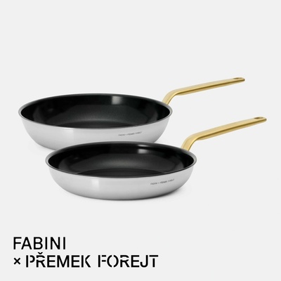 FABINI Sada pánví & Forejt, ø 26 cm + ø 30 cm, 2 díly - Nepřilnavé nerezové beznýtové pánve s keramickým povrchem z vícevrstvé nerezové oceli