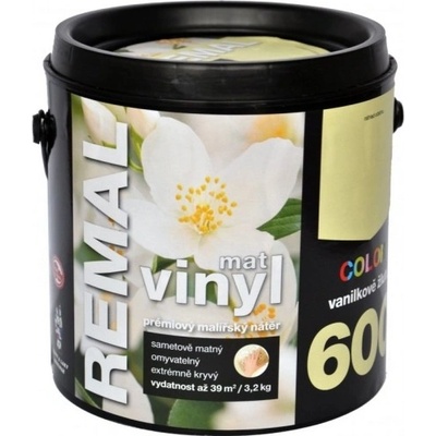 Barvy A Laky Hostivař Remal Vinyl Color mat, prémiová malířská barva, omyvatelná, 600 vanilkově žlutá, 3,2 kg