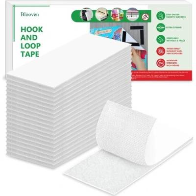Samolepicí páska na suchý zip Blooven, 20 kusů, 50 x 100 mm, extra silná, oboustranně lepicí se