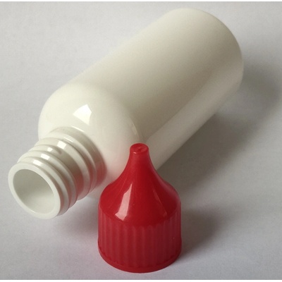 Steza Plastová bílá lékovka z červeným víčkem 50 ml.